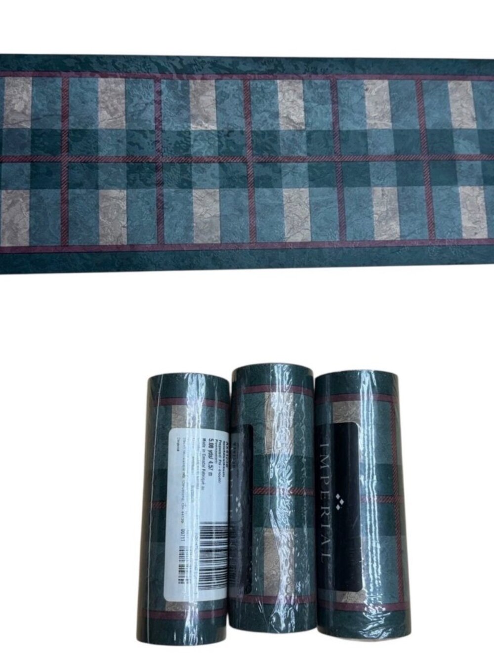 Vintage Wallpaper Border Plaid Classic English Country Chic Imperial 3 Rolls New